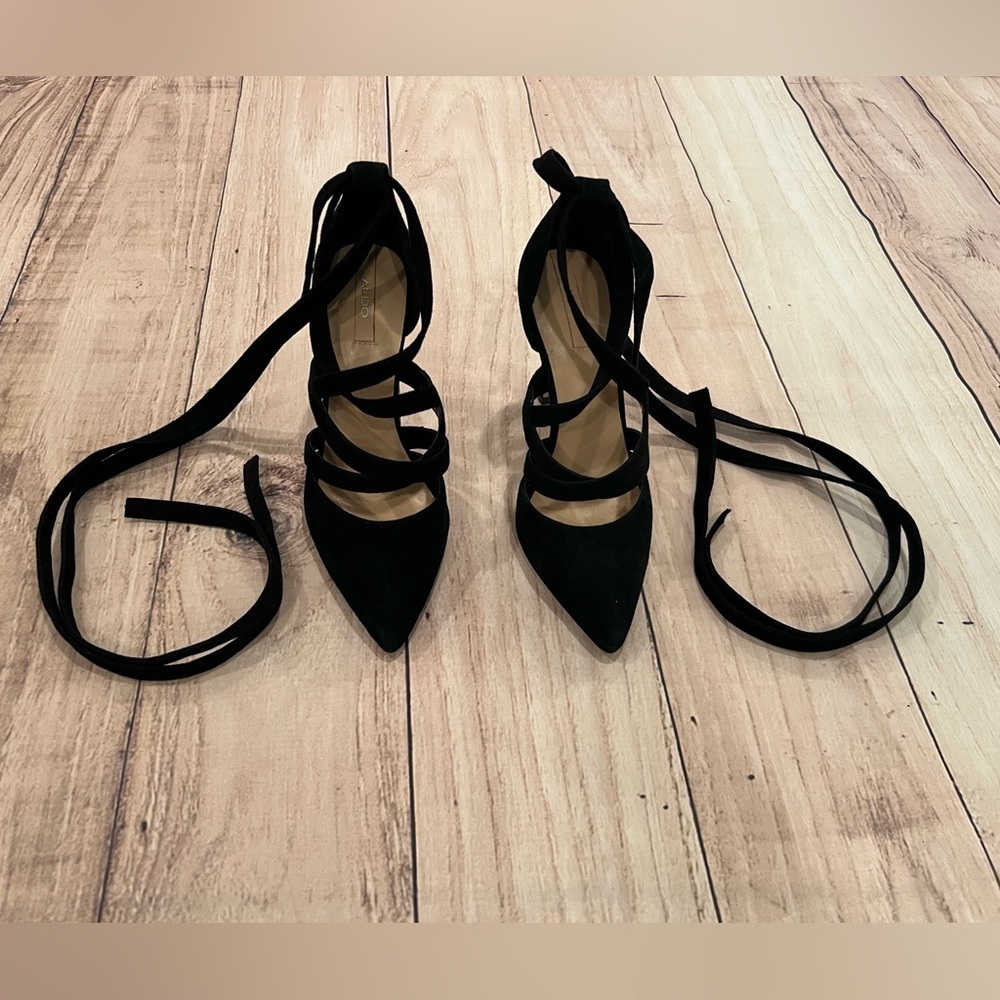 ALDO Black Suede Stiletto Heels with Straps/size 6 - Picture 10 of 14